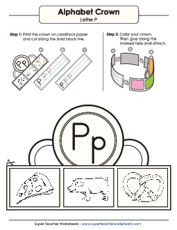 Crown: Letter P Alphabet Worksheet