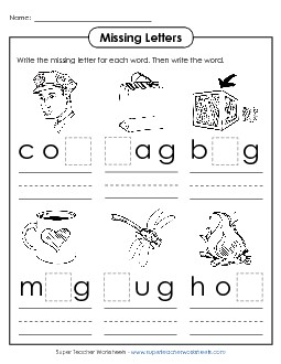 Missing Letters 3 (CVC Words) Phonics Cvc Worksheet