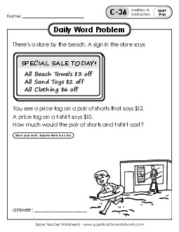 Daily Word Problems C-36 through C-40 Worksheet