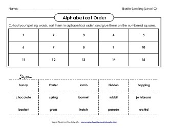 ABC Order: Cut and Glue (C-Easter)  Spelling C Worksheet