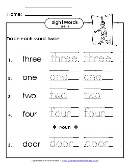 Trace Twice (Unit 14) Sight Words Worksheet