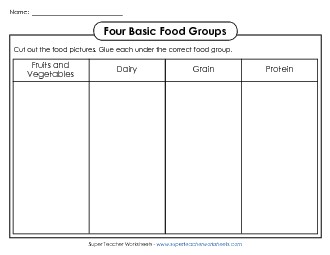 Cut-and-Glue: Food Groups Nutrition Worksheet