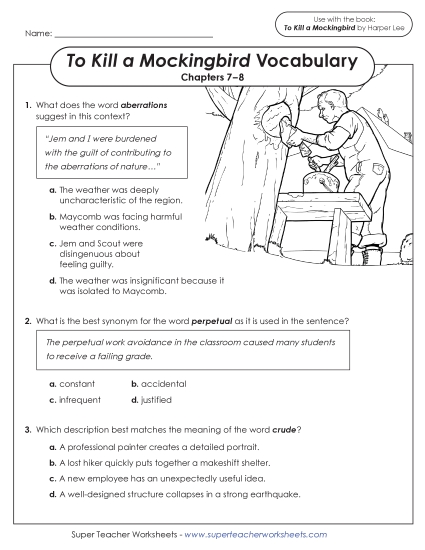 New Vocabulary Questions for Chapters 7–8 Worksheet