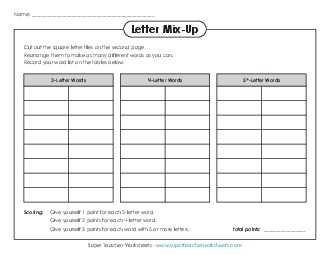 Letter Mix-Up (Intermediate) Templates Worksheet