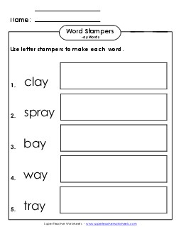 Letter Stampers Activity (-ay Words)  Word Families Worksheet