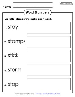 Word Stampers (St- Words) Phonics Blends Worksheet