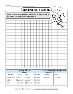 Make-a-Search (C-30) Spelling C Worksheet