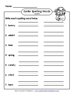 Write Twice (B-Easter)  Spelling B Worksheet