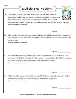 Multiple Step, Advanced #3 Multiple Step Problems Worksheet