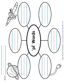 Word Web (Pl- Words) Phonics Blends Worksheet