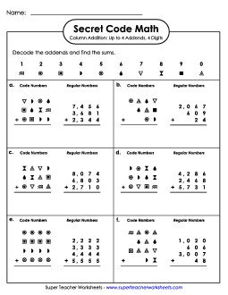 SCM: Multiple Addends Up to 4 Addends; 4 Digits Addition Worksheet