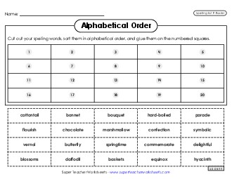 Alphabetical Order: Cut-Glue (Easter)  Spelling F Worksheet