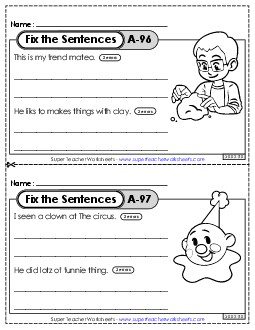 Fix the Sentences A-96 through A-100 Worksheet