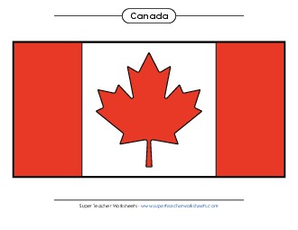 Canadian Flag (Full Colour) Canada Worksheet