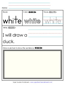 Worksheet 3: White Sight Words Individual Worksheet