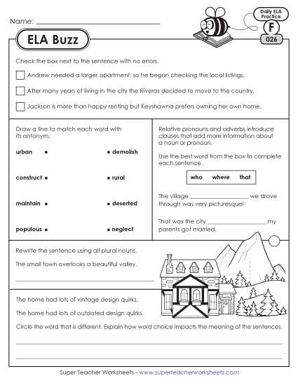 New 6th Grade ELA Buzz: Week 6<br>Worksheets 26 through 30 Worksheet New 6th Grade ELA Buzz: Week 6<br>Worksheets 26 through 30 Worksheet