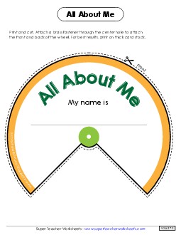 All About Me Wheel  Backtoschool Worksheet