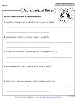 Alphabetical Order Worksheet (F-29) Free Spelling F Worksheet