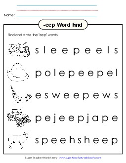 Circle the Words (-eep) Word Families Worksheet