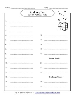 Spelling Test (E-17) Spelling E Worksheet