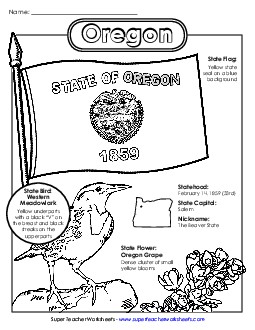 Oregon State Symbols Coloring Page States Individual Worksheet