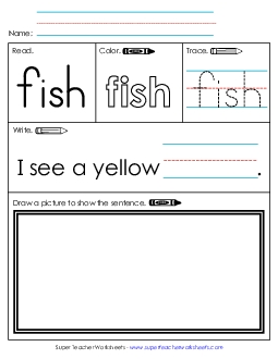 Worksheet 3: Fish Sight Words Individual Worksheet