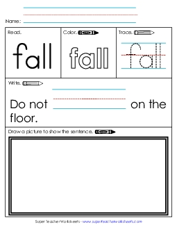 Worksheet 3: Fall Free Sight Words Individual Worksheet