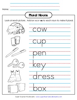 New Plural Nouns (Basic)  Worksheet