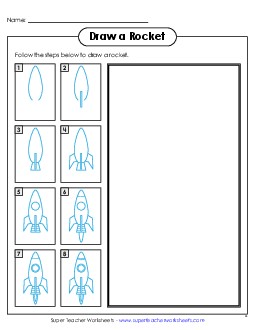 Draw a Rocket Ship Learning To Draw Worksheet