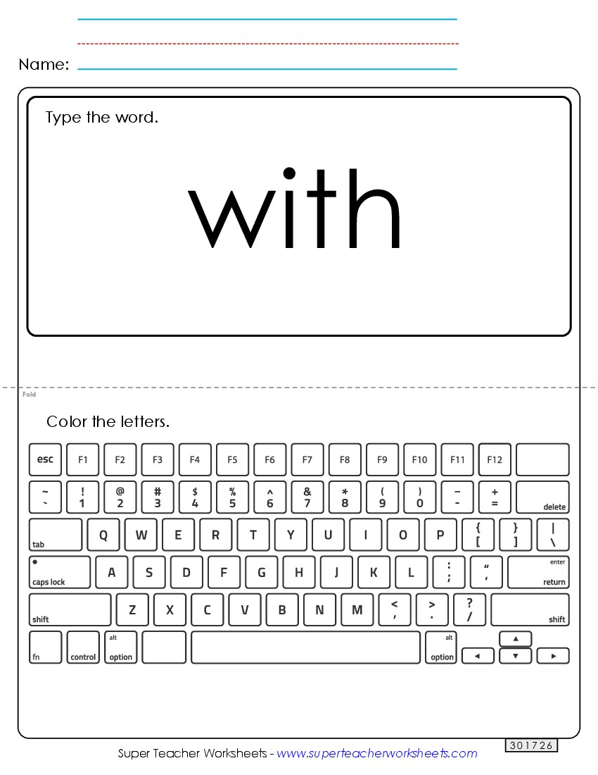 Type the Word: With Sight Words Individual Worksheet