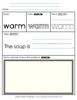 Worksheet 3: Warm Free Sight Words Individual Worksheet