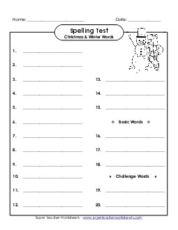 Spelling Test (C-Christmas)  Spelling C Worksheet