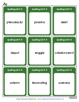 Flashcards (F-4)  Spelling F Worksheet