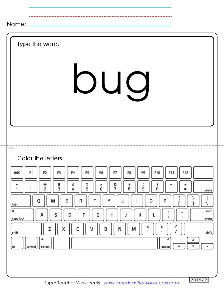 Type the Word: Bug Sight Words Individual Worksheet