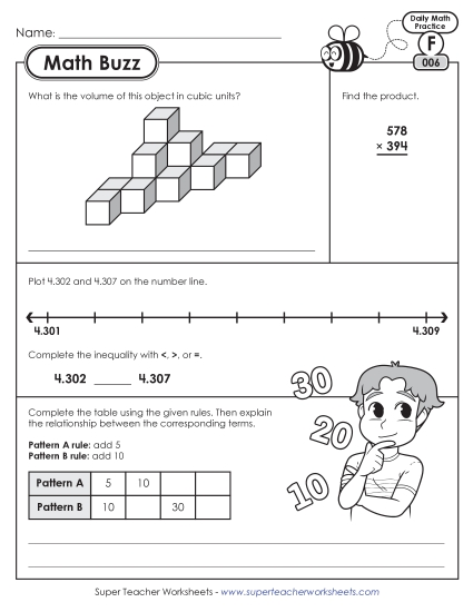 New 6th Grade Math Buzz Week 2:<br>Worksheets 6 through 10 Worksheet New 6th Grade Math Buzz Week 2:<br>Worksheets 6 through 10 Worksheet