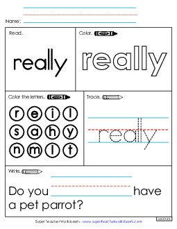 Worksheet 1: Really Sight Words Individual Worksheet