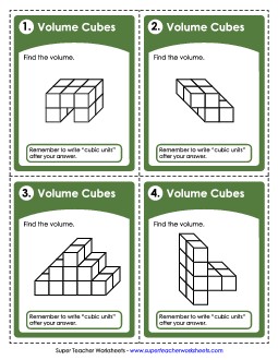 Task Cards: Counting Cubes (Intermediate) Volume Worksheet