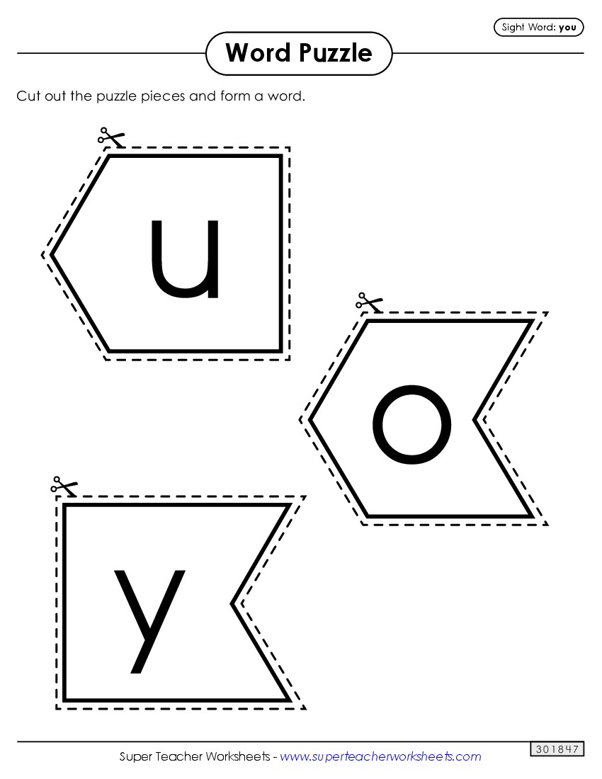 Word Puzzle: You Sight Words Individual Worksheet