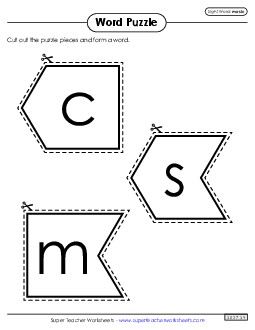 Word Puzzle: Music Sight Words Individual Worksheet