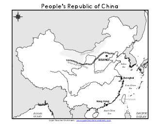 China Map (Basic Labels) Free Maps Worksheet