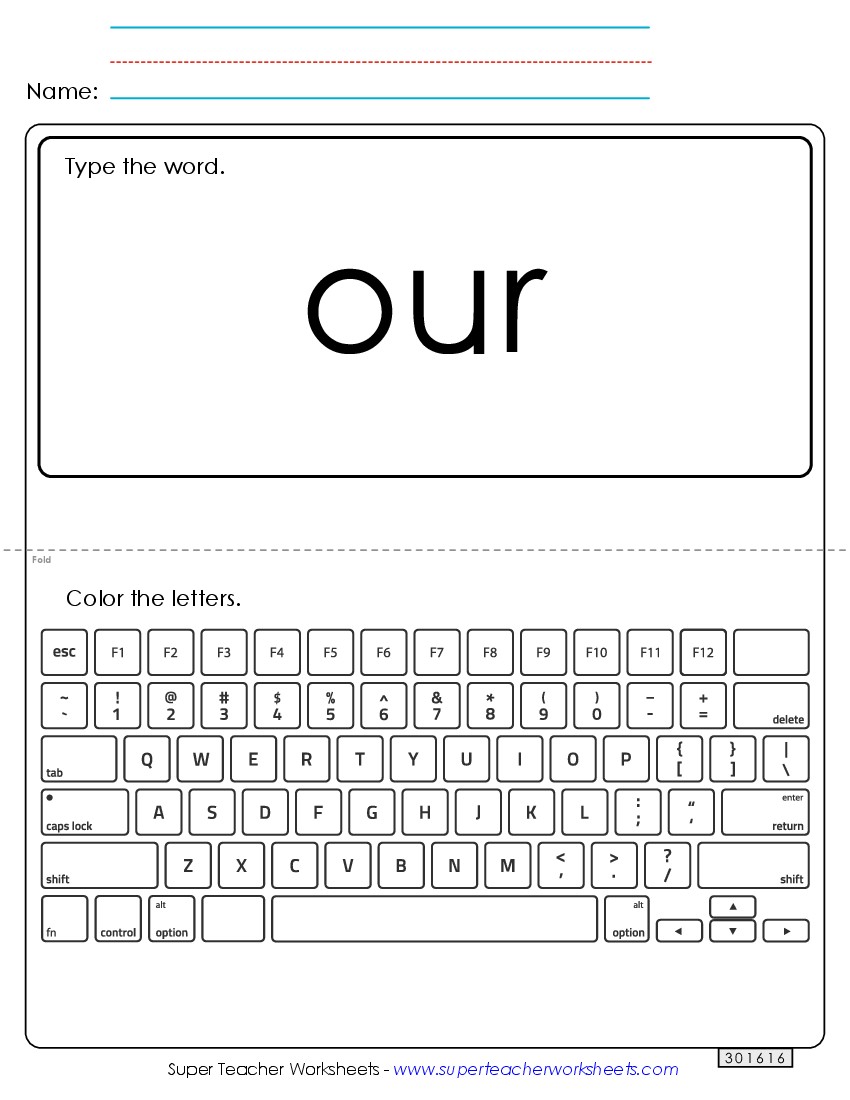 Type the Word: Our Sight Words Individual Worksheet