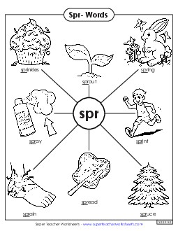 Spr- Words Phonics Blends Worksheet