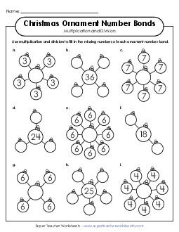 Multiplication/Division Number Bonds Number Families Worksheet