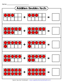 Ten Frames - Doubles Facts Addition Worksheet