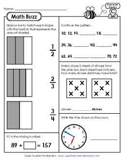 Math Buzz: Week 9 Worksheets 41 through 45 Daily Math Review Worksheet