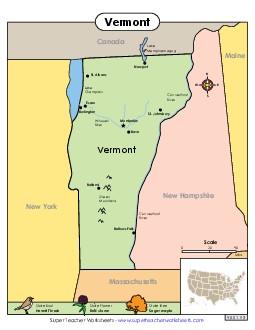 Map of Vermont State Maps Worksheet