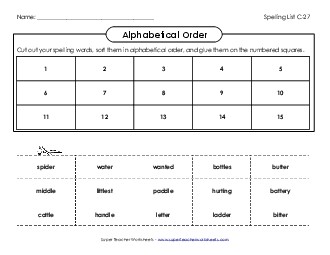 ABC Order: Cut and Glue (C-27) Spelling C Worksheet