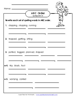 ABC Order - Word Sets (B-12) Spelling B Worksheet