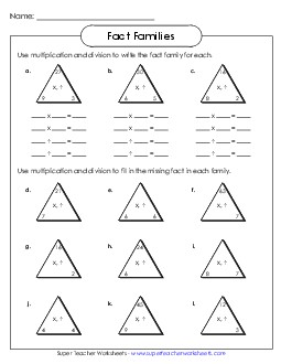 Fact Family Triangles Number Families Worksheet