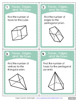 Task Cards: Faces, Edges, and Vertices Geometry Worksheet